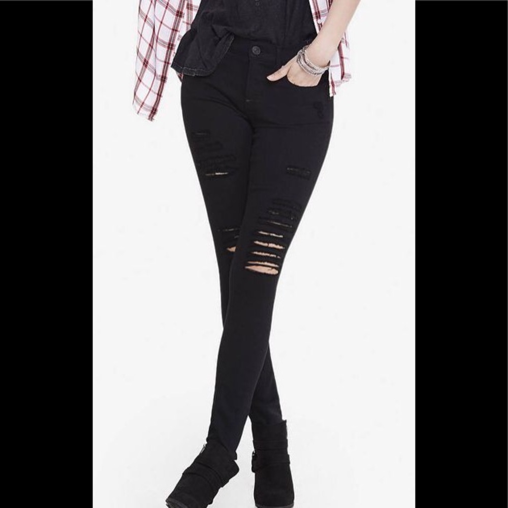 Express Mid Rise Black Leggings Jeans